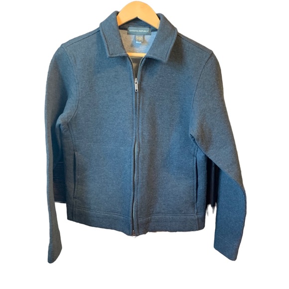 Banana Republic Gray Zip Collared Sweatshirt Material Jacket Like New Sz S - Picture 2 of 7